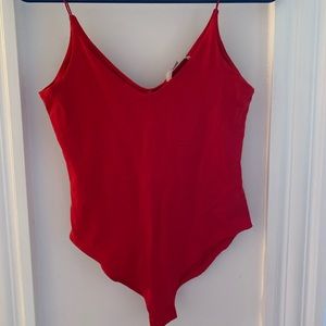 Red bodysuit with thin straps